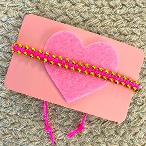 New Super Cute Boho Beaded Gold Surf Festival Bracelet Hot Pink